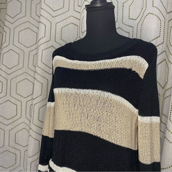Ann Taylor Open Knit Striped Sweater Women's Size M - Picture 3 of 4